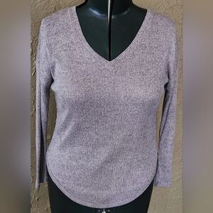 No Frills Los Angeles Women's Purple Long Sleeve V-Neck Blouse Size Large